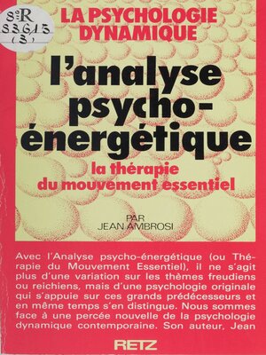cover image of L'Analyse psycho-énergétique